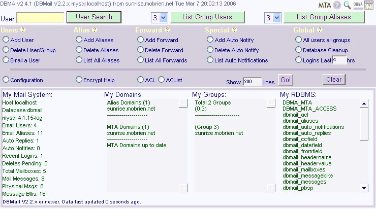 DBMA First Screen